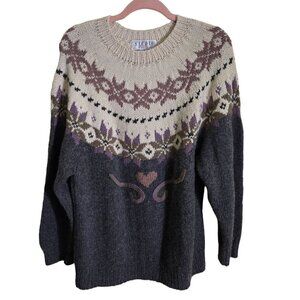 Michelle Stuart Studio Vintage Wool Blend Fairisle Crewneck Sweater Size M